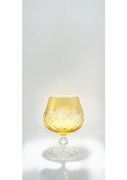 El Yapımı Kristal Bohemia Sarı Dekoratif Sunumluk Ayaklı Kadeh Kahve Yanı Su Bardağı fiyatları