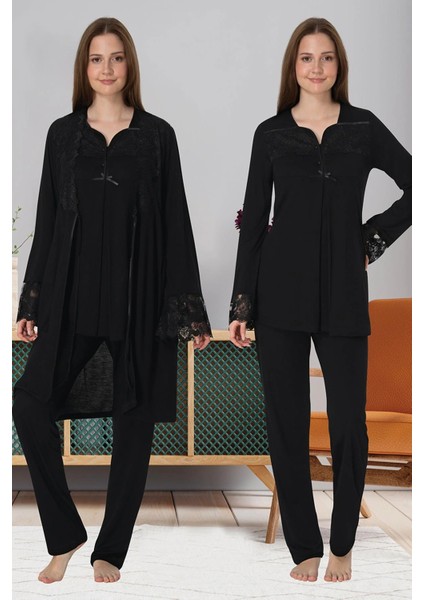 Effortt 4084 Dantelli Sabahlıklı Lohusa Pijama Takımı