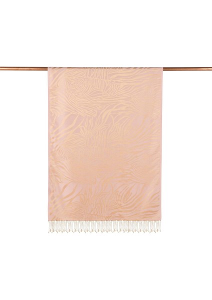 Ipekevi Desenli Jakarlı Ipek Şal - Zebra Desenli - Pudra fiyatları