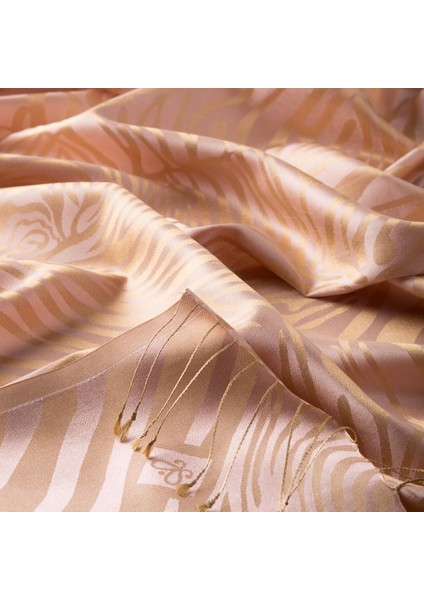 Ipekevi Desenli Jakarlı Ipek Şal - Zebra Desenli - Pudra modelleri