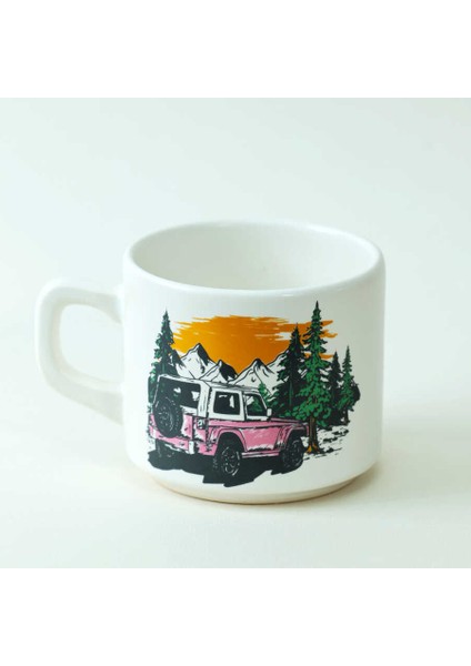 Kamp ve Dağ Desenli Beyaz Seramik Kupa modelleri