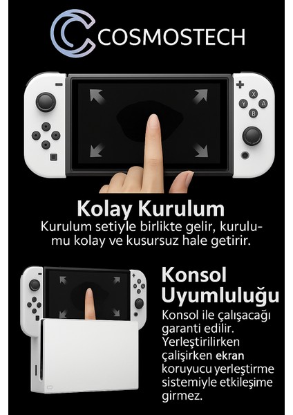 N. Switch OLED Uyumlu Şeffaf Hd Kırılmaz Cam Ekran Koruyucu – 7'' Temperli Cam fiyatları
