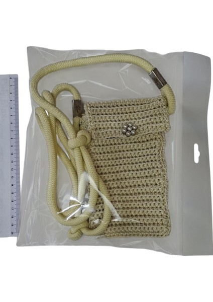 Telefon Çantası Ekru El Yapımı Günlük Kullanım Için