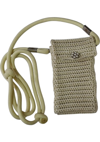 Telefon Çantası Ekru El Yapımı Günlük Kullanım Için
