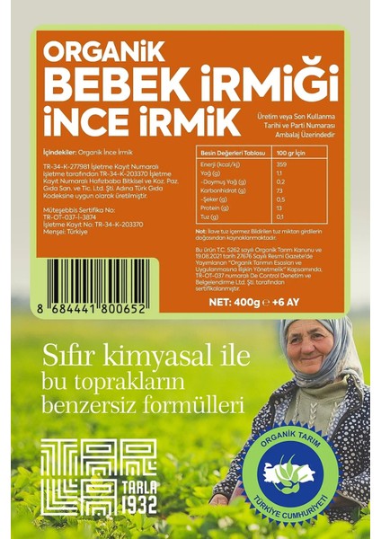 Organik Bebek Irmik (İnce İrmik) | Katkısız & Doğal | 400 gr fiyatları