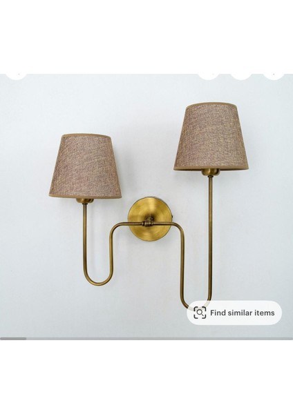 Eskitme Kaplama Yerli Üretim Ikili Duvar Lambalı Kumaş Başlıklı Otel & Ev Aydınlatma Aplik