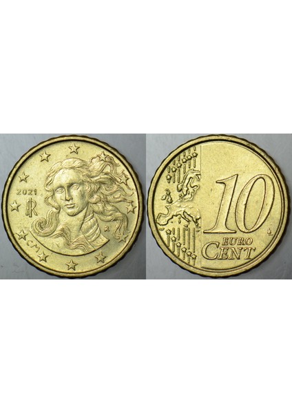 Italya 10 Euro Cent 2021 Boticelli-Venüs Temalı.