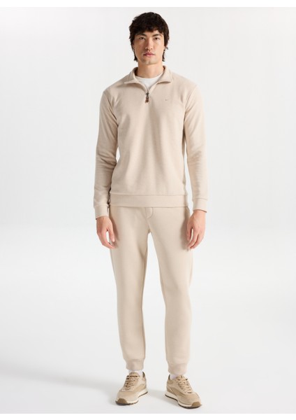 Fermuarlı Yaka Ekru Erkek Sweatshırt M4WM-SWT-1560 modelleri