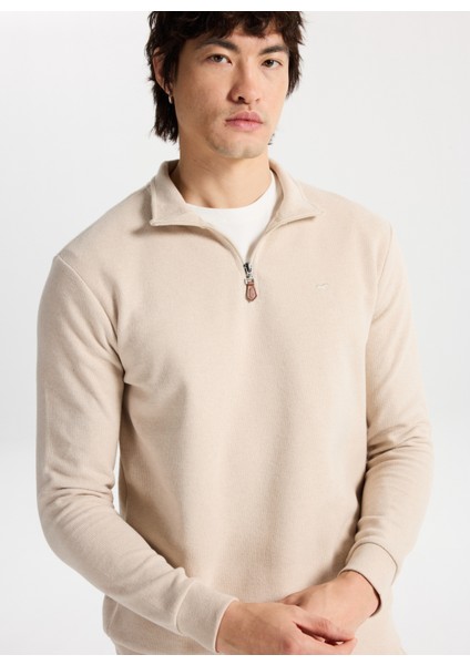 Fermuarlı Yaka Ekru Erkek Sweatshırt M4WM-SWT-1560 indirimleri