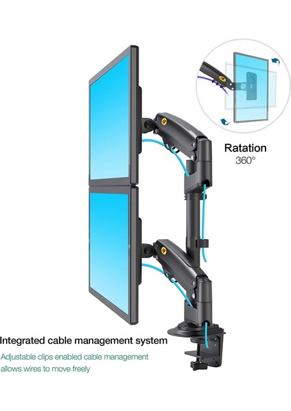 North Bayou Nb H180 Amortisörlü Profosyonel 17 "27" Monitör Stand Çift Monitör Desteği 2-12 kg fırsatları