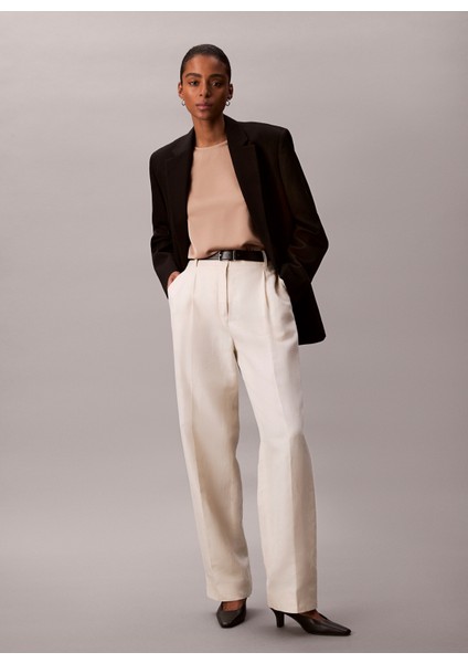 Yuvarlak Yaka Düz Kahve Kadın T-Shirt LV044D144GPAI