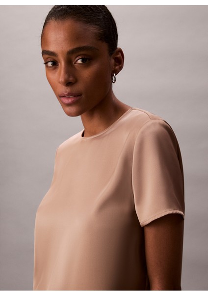 Yuvarlak Yaka Düz Kahve Kadın T-Shirt LV044D144GPAI modelleri