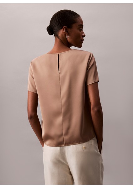 Yuvarlak Yaka Düz Kahve Kadın T-Shirt LV044D144GPAI fırsatları