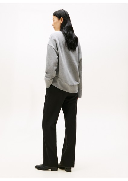 Yuvarlak Yaka Düz Gri Kadın Sweatshırt WW0WW46125P61 fırsatları