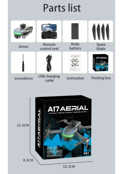 A17 Kolay Kullanımlı Eğitim Drone Hd Kamera, 360° Engel Algılama,taşıma Çantalı