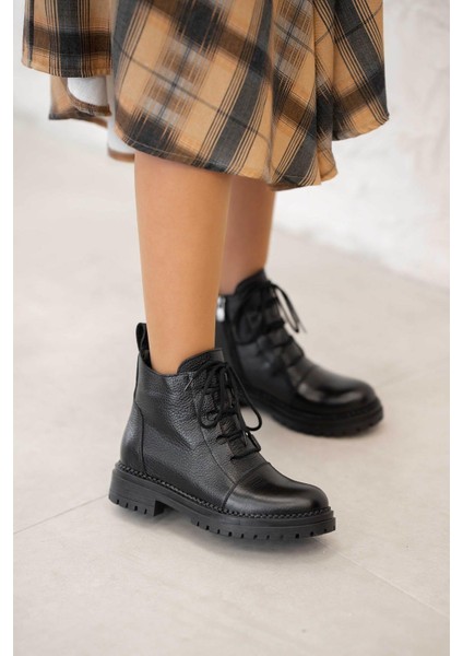 Anastasia Bağcıklı Hakiki Deri Kadın Bot Ksiyah fırsatları