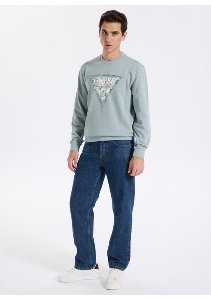 Bisiklet Yaka Mavi Erkek Sweatshırt M5YQ05K68I4-G9L8 Triangle Erkek Sw fiyatları