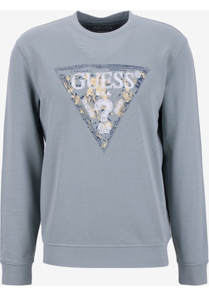 Bisiklet Yaka Mavi Erkek Sweatshırt M5YQ05K68I4-G9L8 Triangle Erkek Sw