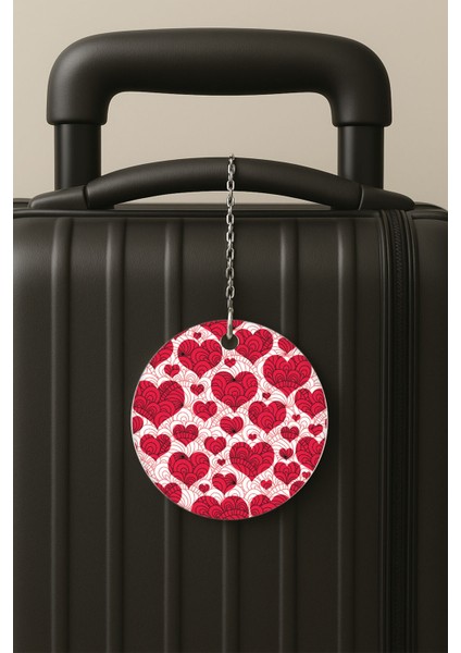 Kalp Mandala Desenli Uv Baskılı Pleksi Bavul Etiketi Seyahat Tatil Valiz Etiketi