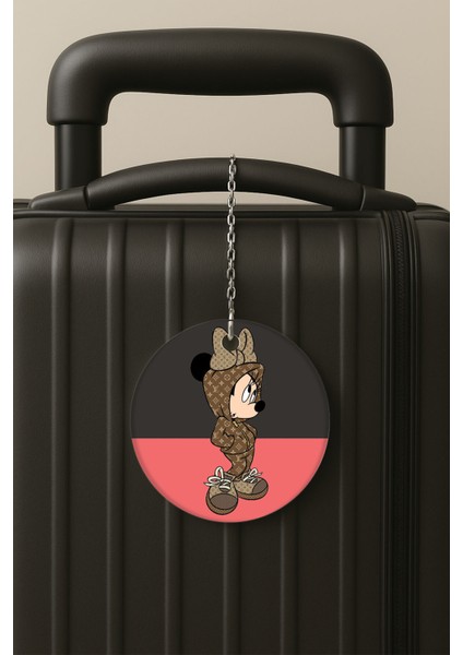 Minnie Desenli Uv Baskılı Pleksi Bavul Etiketi Seyahat Tatil Valiz Etiketi