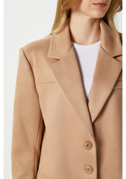 Kadın Thomas Süet Taba Blazer Ceket: modelleri