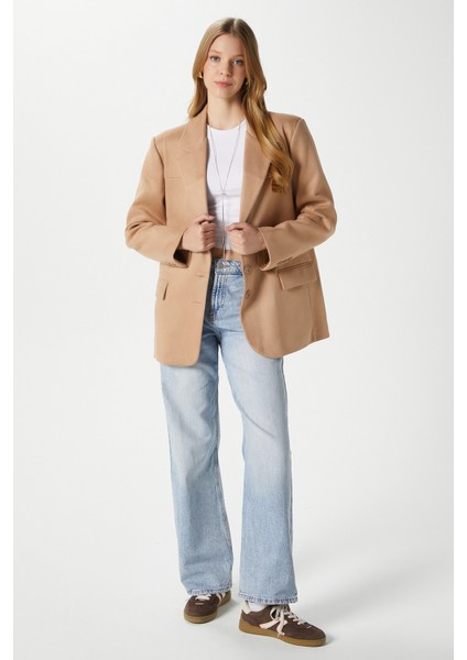 Kadın Thomas Süet Taba Blazer Ceket: fırsatları