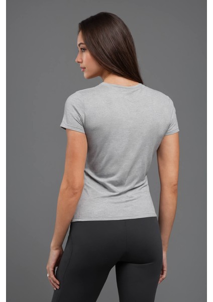 Make Some Noise Baskılı Kadın Slimfit Tişört - Gri Melanj fiyatları