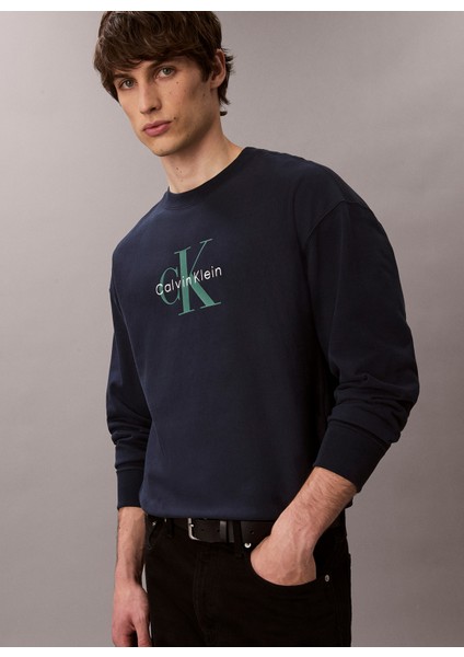 Bisiklet Yaka Lacivert Erkek Sweatshırt LV04RD234GCEF Ls Premıum Terry Mono modelleri