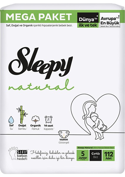 Natural Mega Fırsat Paketi Junior 5 Beden Bebek Bezi 112 Adet