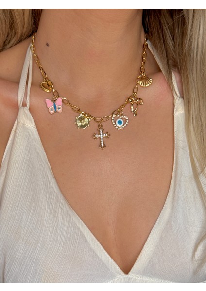 316L Çelik Charmlı Sallantılı Kolye modelleri