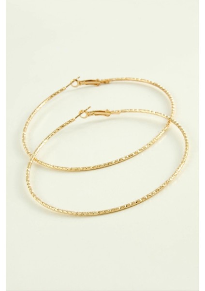 Zikzak Burgulu Metal Halka Küpe 8-9-10 cm