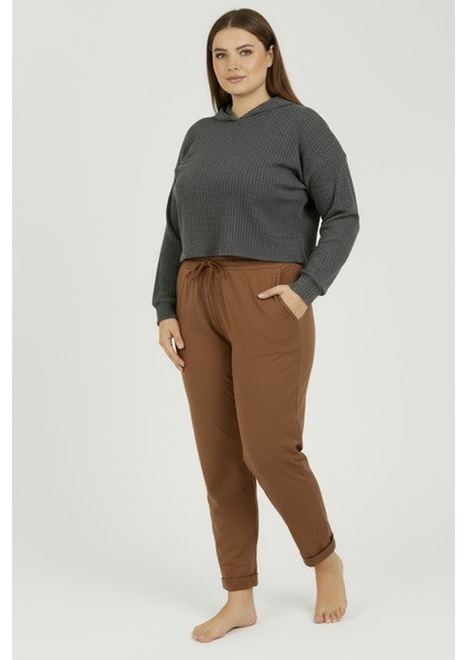 Duble Paça Büyük Beden Eşofman Altı Kiremit 2020