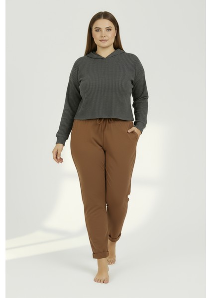 Duble Paça Büyük Beden Eşofman Altı Kiremit 2020 modelleri