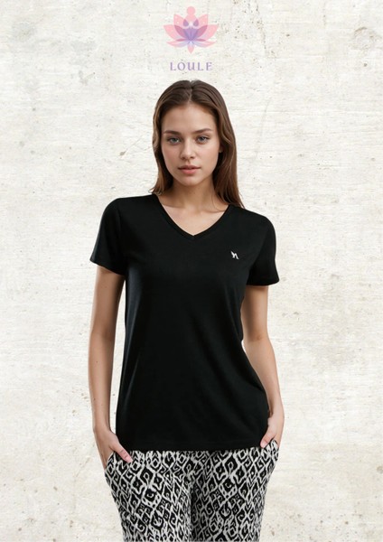 Kadın Giyim Kısa Kollu V Yaka Siyah Pijama Takımı L1.AR.324.0.001 fiyatları