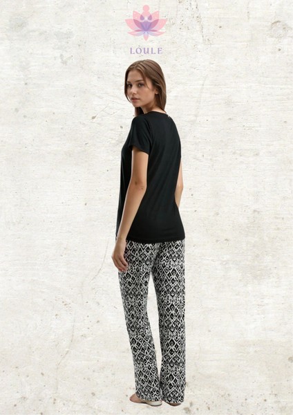 Kadın Giyim Kısa Kollu V Yaka Siyah Pijama Takımı L1.AR.324.0.001 modelleri