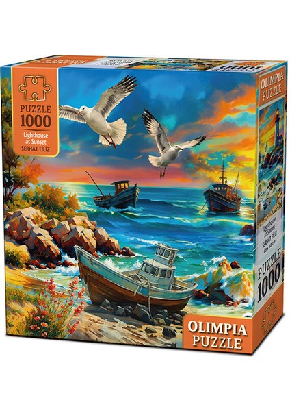 3 Adet Olimpia Puzzle Deniz Fenerinde Gün Batımı fiyatları