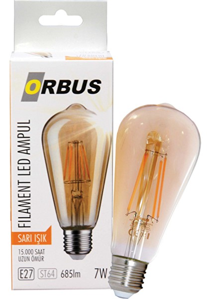 2 Adet Ampul Orbus LED Filament ST64 E27 7W