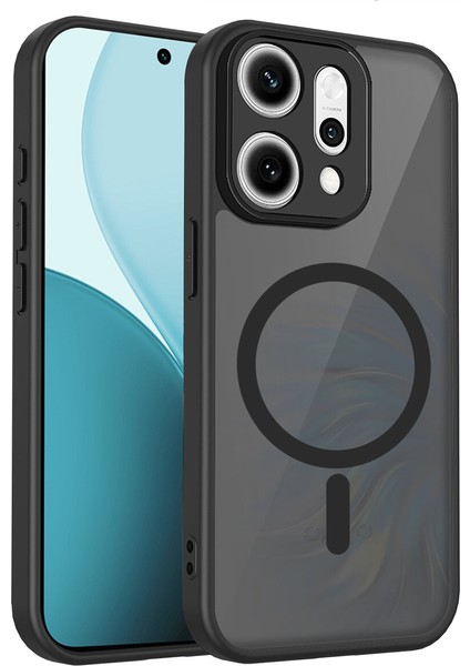 Oppo RENO14 Pro Kılıf, Manyetik Yarı Saydam Mat Darbeye Dayanıklı ve Parmak Izi Önleyici Koruyucu Kılıf-Siyah (Yurt Dışından)