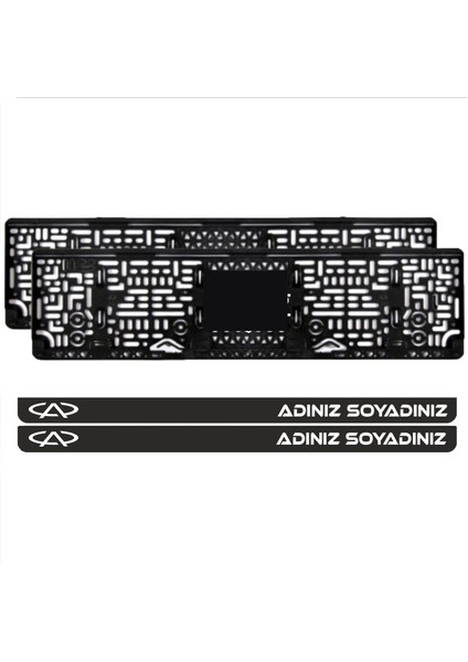 Chery Uyumlu Kişiye Özel Isimli Parlak Siyah Lüks Pleksi Plakalık (2 Adet)