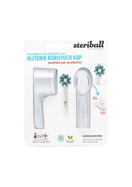 4 Adet Steriball Şarjlı Diş Fırçası Koruma Kabı 2'li Şeffaf