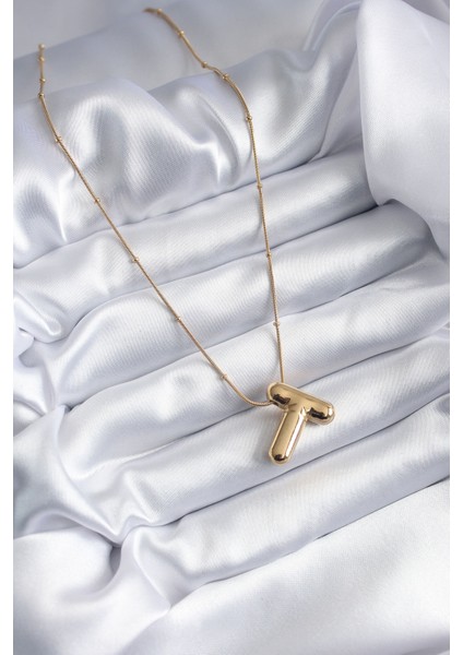 316L Çelik Gold Renk Bubble "t" Harf Model Kadın Kolye - Lisinya fiyatları