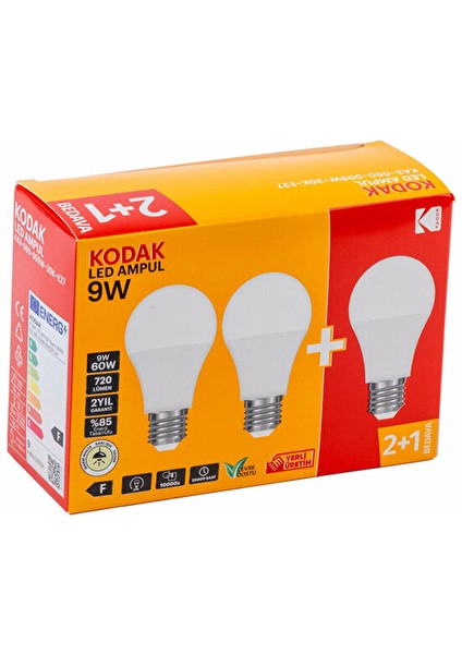 LED Ampul Beyaz Işık 3lü