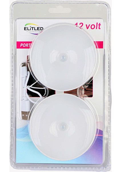 2 Adet Elitled 2' Li Sensörlü USB Şarjlı Spot LED Beyaz 2'li
