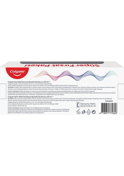 Total Aktif Koruma Diş Macunu 50 ml + Optic White Parıldayan Beyazlık Diş Macunu 50 ml fiyatları