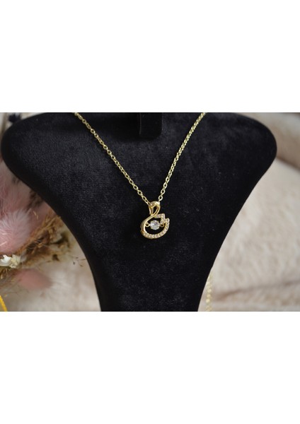 Kuğu Figürlü Zirkon Taşlı Çelik Kolye modelleri