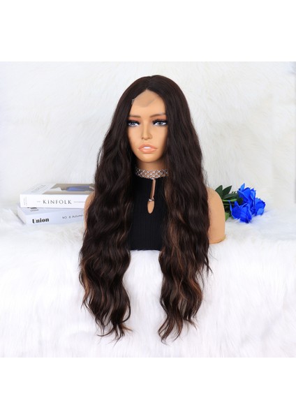 Kahverengi Karamel Işıltılı Su Dalgalı Fiber Sentetik Tül Peruk fırsatları