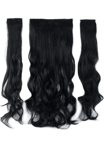 Fiber Sentetik Dalgalı Yarım Ay + 2 Yan Çıt Çıt / Siyah modelleri