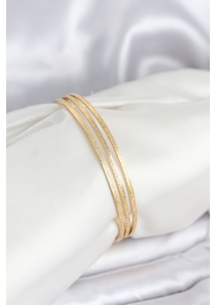 316L Çelik Gold Renk Simli Model Ajda 65 mm Kadın Bileklik BLK-551377