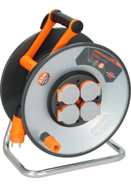 Professionallıne Steelcore Serisi 5 Yıl IP44 Lisanslı Çelik Tambur Makaralı Kablo H07RN-F 3g2.5, 33 Metre