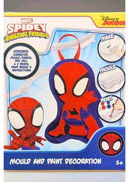 Kendin Yap Marvel Örümcek Adam Kolyesi: Döküm, Boya, Fırça ve Boyama Seti-Çocuk Alçı ve Boyama Etkinliği